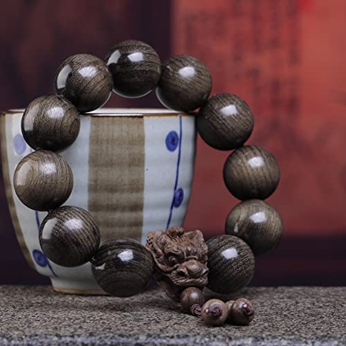 Zen Dear Unisex Burried Ebony Prayer Beads Buddha Buddhist Prayer Beads Meditation Mala Necklace Bracelet - style: 20mm12Beads Dragon Head