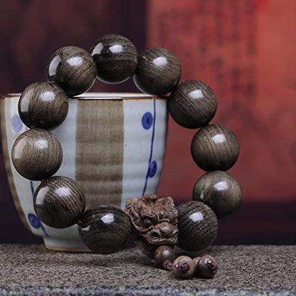 Zen Dear Unisex Burried Ebony Prayer Beads Buddha Buddhist Prayer Beads Meditation Mala Necklace Bracelet - style: 20mm12Beads Dragon Head