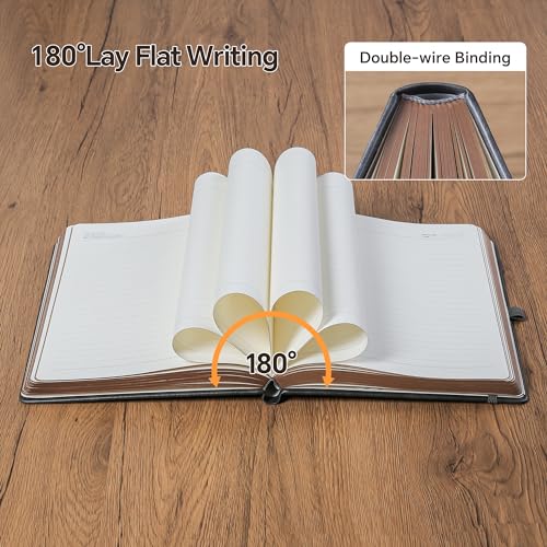 B5 360 Pages Lined Journal with Pen Set,100Gsm Thick Writing Paper Journal Notebook, Journal for Men Women Writing Notebook with Leather Hardcover, Dark Grey(7.7'' x 10'') - color: Dark Grey, size: B5