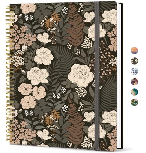 Large Spiral Lined Journal for Women, 8.5" x 11" Notebooks for Work Collge Ruled, A4 Aesthetic Cute Journaling Notebooks for Writing, Plastic Cover, Wild Rose - color: U-Wild Rose