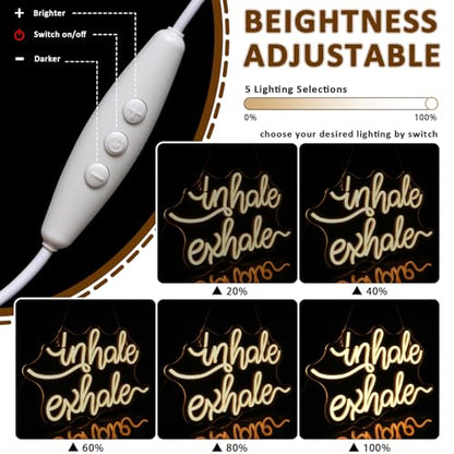 Inhale Exhale Neon Sign for Wall Decor, Warm White Led Signs for Room, USB Dimmable Neon Lights for Yoga Meditation Studio Bedroom Home Living Room Party Cafe Business Pub Wall Art - style: inhale exhale