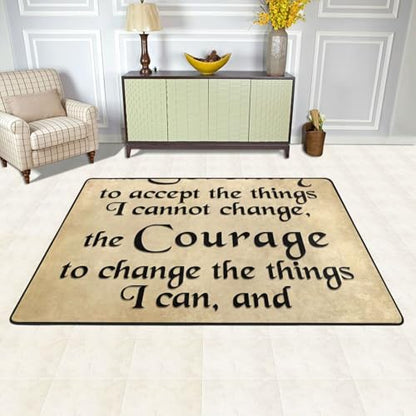 Serenity Prayer On Beach Soft Flannel Playroom Rug with Anime Design - Yoga Mat Carpet, Machine Washable Floor Decor - size: 36"x24"