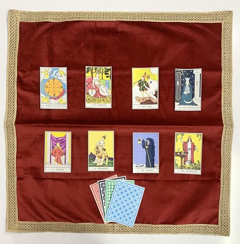 SMMS Spiritual Velvet Table Cloth Altar Tarot Spread (Maroon, Medium- 61cm*61cm/ 24inch*24inch) - color: Maroon, size: Medium- 61cm*61cm/ 24inch*24inch