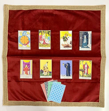 SMMS Spiritual Velvet Table Cloth Altar Tarot Spread (Maroon, Medium- 61cm*61cm/ 24inch*24inch) - color: Maroon, size: Medium- 61cm*61cm/ 24inch*24inch