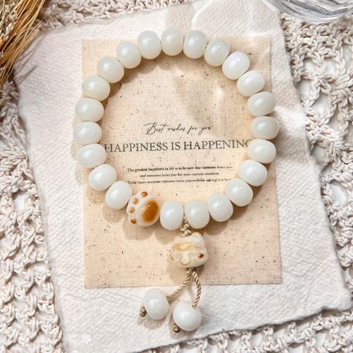 MUDI Bracelet For Women, Bodhi Seed Beads Bracelets Fidget Healing Energy Protection Stretch to My Man Jewelry Gift - color: Brown Paw Print