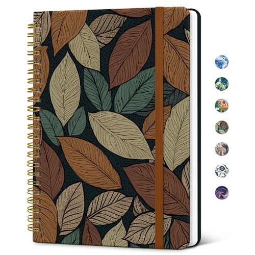 Taja Lined Spiral Journal Notebook for Women, A5 Cute College Ruled Hardcover Notebook for Work & Note Taking, Pretty Journal for Writing, 140 Pages, Rustic Foliage - color: f-Rustic Foliage