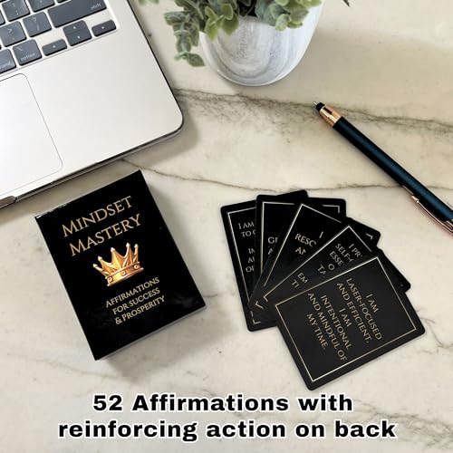 Because I'm Happy Mindset Mastery Positive Affirmation Cards for Success and Prosperity, Motivational Cards with Empowering Actions, Money Mindset, Productivity, Self Care for Men and Women