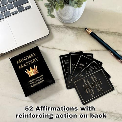 Because I'm Happy Mindset Mastery Positive Affirmation Cards for Success and Prosperity, Motivational Cards with Empowering Actions, Money Mindset, Productivity, Self Care for Men and Women