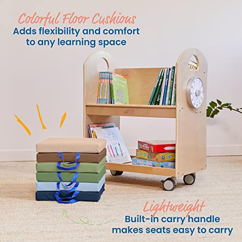 ECR4Kids SoftZone Floor Cushions, Square, Flexible Seating, Earthtone, 6-Piece - color: Earthtone