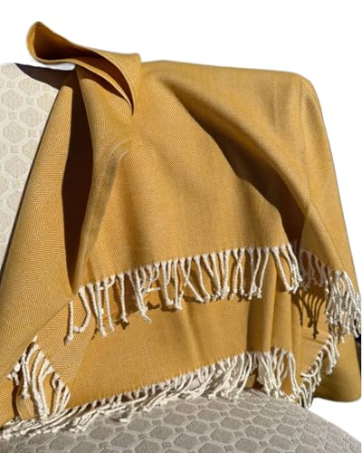 Alashan Cotton Acrylic Adirondack Herringbone Woven Throw (Pineapple) - color: Pineapple