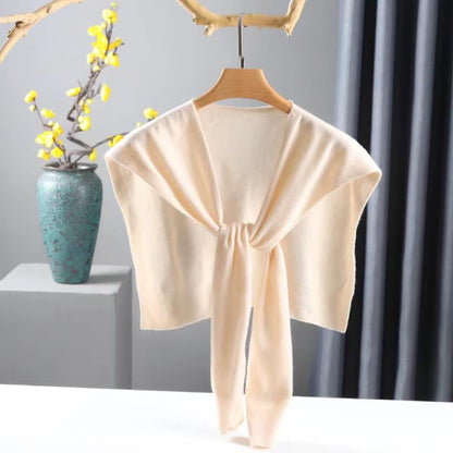 WaJuemy Sweater Shawl Wraps for Women Sweater Knitted Knotted Shawls Travel Casual Scarf Cape Shoulder Tops Fashion Wrap - color: Beige