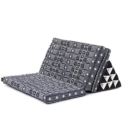 Leewadee 3-Fold Mat XXL with Triangle Cushion – Firm TV Pillow, Foldable Mattress with Cushion Made of Eco-Friendly Kapok, 67 x 31 inches, Black - color: Cbt4 - Black, size: 3 seating segments XL