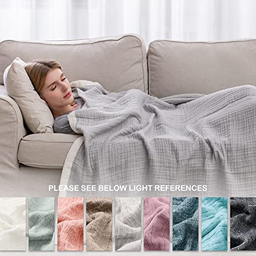 SE SOFTEXLY Muslin Throw Blanket,100% Cotton Blankets for Adults and Baby, Grey 4-Layer Soft Breathable Bed Throw Blankets All Season,King Size Blanket(90"x102",Grey) - color: 7-grey, size: King-90" X 102"