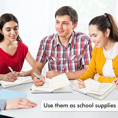 feela 12 Pack Notebooks Journals Bulk, Hardcover Notebook Classic Ruled Lined Journals with Pen Holder for Women Girls School Business Supplies, with 12 Black Pens, 120 GSM, 5.1”x8.3”, A5, Light Blue - color: 12 Pack light blue