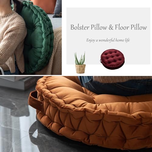 Round Floor Pillow, 23.6x23.6 Inch, Large Seat Cushion for Adults, Soft Thick Meditation Cushion Floor Seating with Handle for Yoga, Reading,Indoor, Outdoor, Dark Blue, 1PCS