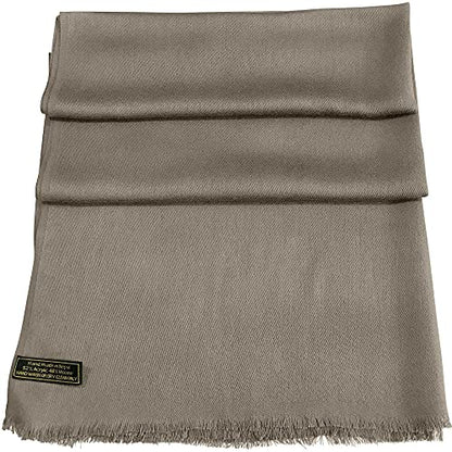 CJ Apparel Solid Color Fringe Design Fringe Shawl Scarf Wrap Stole Throw Head Wrap Pashmina Gift Hand Made in Nepal New - color: Light French Beige Fc1069