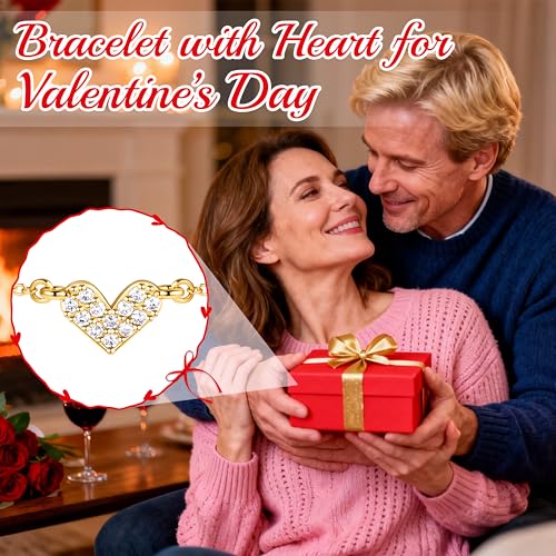 3mm Diamond Classic Tennis Bracelet for Women Dainty, Gold Jesus Cross Bracelets Trendy, 14K Gold Plated Heart/Evil Eye/Pearl/Starfish & Seashell Charm Bracelets for Women Bulk - style: Gold Plated Heart