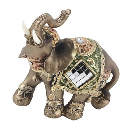 WAL FRONT Lucky Feng Shui Green Elephant Statue Sculpture Wealth Figurine Gift Home Decoration (Green Medium) - size: Green medium