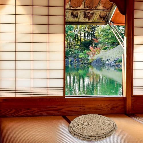 Woven Floor Mat Double-Layer 30X30Cm Thick Straw Meditation Cushion Natural Sitting Pad for Indoor Yoga and Zen Practice