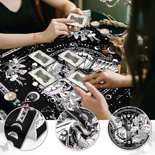 Knana Tarot Card Cloth Velvet Tarot Cloth and Bag Altar Cloth Butterfly Pattern Tarot Mat
