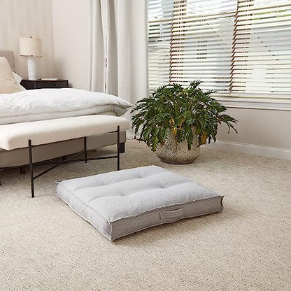 Square Tufted Floor Pillow with Removable Cover, Cement, Medium (32") - color: Cement, size: Medium (32")