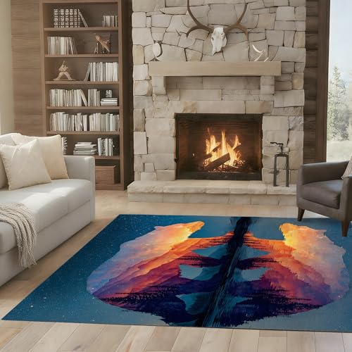 Yoga Poses 8x8 Area Rug - Washable & Non Slip 8' Square Silhouette Rugs, Soft Low Pile Large Accent Carpet - Zen Meditation Rug for Living Room, Bedroom, Dining Room, Office, Home Decor - Soft Purple