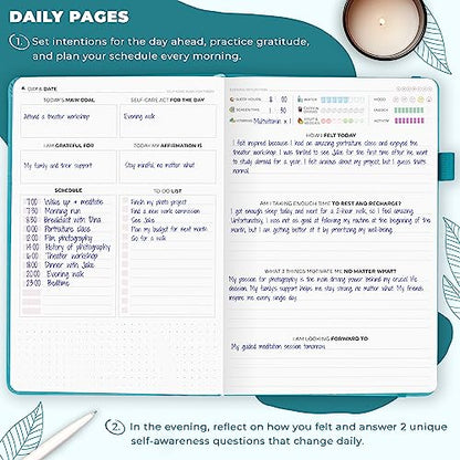 Clever Fox Self-Care Journal – Daily Reflection Notebook – Mental Health & Personal Development Planner, Meditation & Mood Log, A5 (Aquamarine) - color: Aquamarine, size: A5 (5.8'' x 8.3'')