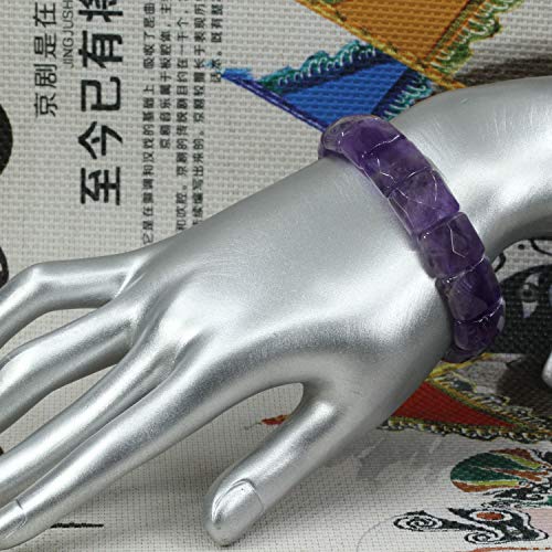 Keleny Gemstones Semi Precious 15mm Square Grain Faceted Beaded Stretch Bangle 7.5 Inch Unisex - color: Dark Purple Amethyst