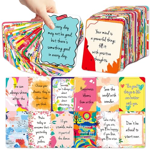 50 Pcs Motivational Cards, 2.52 * 3.5 inch Inspirational Positive Affirmations Cards for Employees Coworkers, and Kids, Blank Back