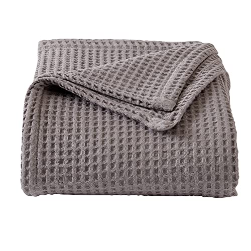100% Cotton Waffle Weave Bed Blanket | Soft, Breathable, and Lightweight Blanket for All-Season | Perfect for Layering | Brielle Collection (Full/Queen, Charcoal) - color: Charcoal, size: Full / Queen