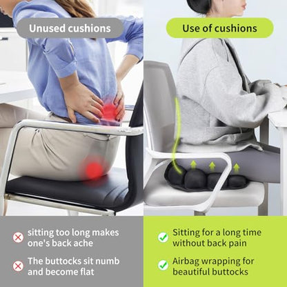 Ergonomic Office Chair Cushion with Lumbar Support Pillow for Tailbone Pain Relief and Pressure Relief, Portable Seat Cushion for Office Chairs and Car Seats