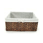Water Hyacinth Storage Basket Small with Metal Frame & Removable Liner, 11.8”×7.9”×5.5” Rectangular Woven Organizer Bin for Bathroom Vanity, Desk, Nursery, Closet, Home Organization - size: Small