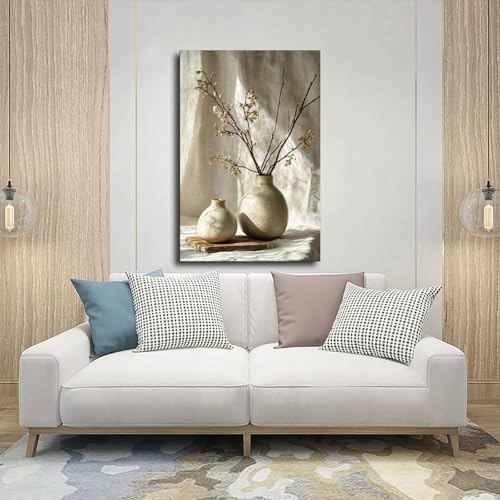 ZMLIS Neutral Zen Wall Art – Wabi-Sabi Inspired Still Life Canvas for Modern Living Room, Yoga Room Or Entryway Canvas Poster Bedroom Decor Sports Landscape Office Room Decor Gift 16x24inch(40x60cm)