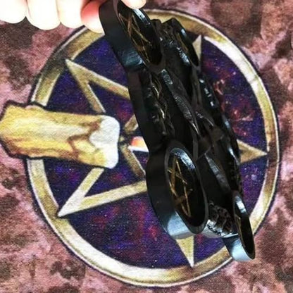 Luxshiny Pentacle Star Candleholder Decorative Desktop Altar Plate for Rituals and Mystical Props with Bright Copper Finish Compact Space-Saving Design for Home and Ceremony Use