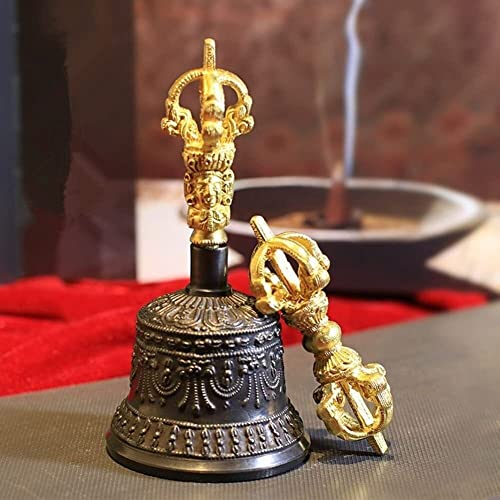 Tibetan Buddhist Meditation Bell And Dorje Set, Hand-cranked Bell Invocation Bell For Meditation, Ritual, Prayer And As A Buddhist