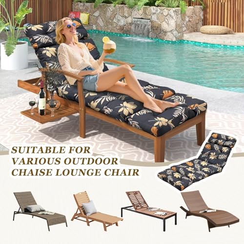 Outdoor Chaise Lounge Chair Cushion 75.1 x 23.6 x 4.7in, Waterproof Replacement Cotton Patio Thickened Pool Lounge Chair Cushion with Ties for Patio Outdoor Furniture,Autumn Leaves - color: Autumn Leaves