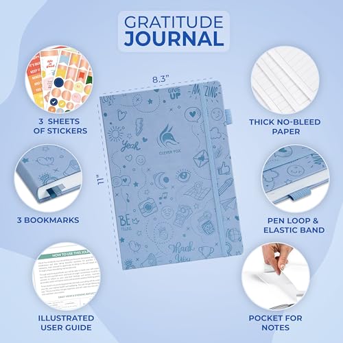 Clever Fox Gratitude Journal Large – Happiness, Positivity & Affirmation Journal – Inspirational Daily Notebook, 3 Months, 8.3x11” (Periwinkle) - color: Periwinkle, size: A4 (8.5" x 11")