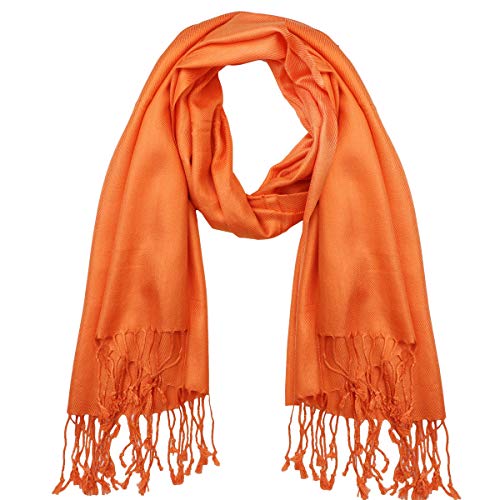 Falari Women's Soft Solid Color Pashmina Shawl Wrap Scarf, for Wedding, Bridesmaid Gifts, Evening Dress - color: Orange