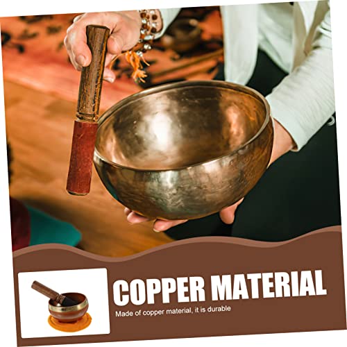 1set Tibetan Singing Bowl Meditation Set Mallet Cushion Handcrafted Copper Bowl for Yoga Mindfulness Sound Healing Diameter Orange