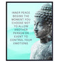 Buddhism Buddha Statue Art Print - Inspirational Motivational Zen Quote Wall Decor for Bathroom, Home, Apartment, Spa, Yoga or Meditation Room - Unique Gift for New Age Fan Women - 8x10 Blue Picture - size: 8"L x 10"W, style: Unframed