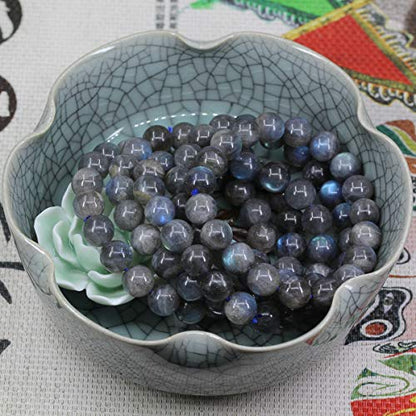 Keleny Fashion Crystal Man Women Stretch Bracelet 10mm Round Beads Rock Jasper 7 Inch Unisex - color: Blue Spectrolite Labradorite