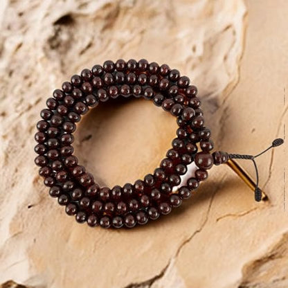 Agan Traders 108 Mala Prayer Beads Necklace for Men & Women – Tibetan Buddhist Prayer Beads Wrist Mala - Handmade Yak Bone Japa Mala Beads for Meditation, Yoga & Healing - color: Rosewood-8mm