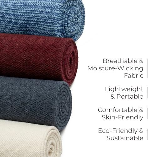 Live Well 360 Handmade Organic Cotton Yoga Mat - Non-Toxic, Chemical-free and All Natural Cloth Yoga Mat - Exercise, Workout, & Fitness Rug - Woven Material - Absorbent & Washable - 78" x 27" - color: Maroon