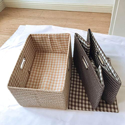 Cabilock 1pc Folding Storage Box with Handle for Room Organization Beige Storage Basket for Home Bedroom Laundry and Living Spaces