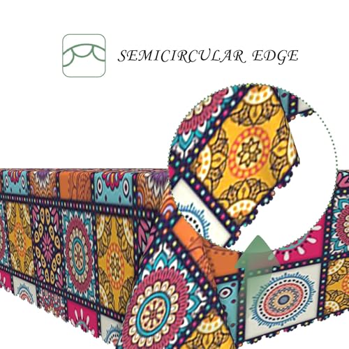 70x140 Inch Boho Mandala Rectangle Tablecloth Navajo Indian Ethnic Style Colorful Geometric Table Cloth Washable Durable Table Cover Kitchen Home Banquet Buffet Party Picnic Wedding Decor