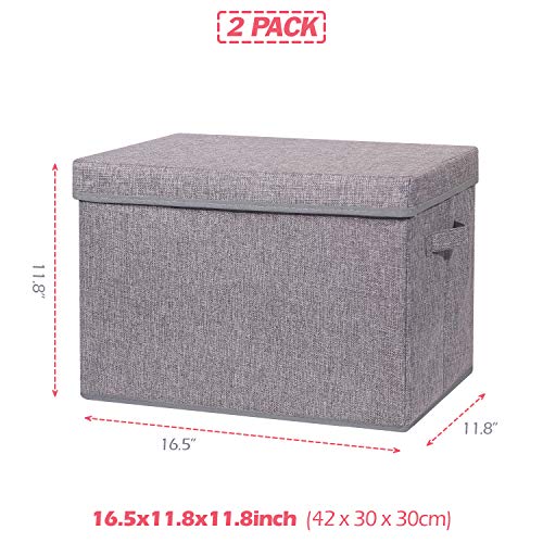 2 Pack Large Foldable Storage Box with Lids Fabric Storage Cube Organizer Cloth Containers Bins Baskets for Closet Clothes Clothing Bed Room