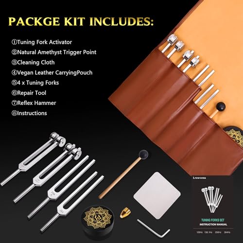 Tuning Forks for Healing Set – 128Hz, 136Hz, 256Hz, 384Hz. Body Tuning Forks Chakra Set, for Medical Sound Healing Therapy, Meditation, DNA Repair, Reiki Energy, Guitar Tune Fork - size: Health 4 set