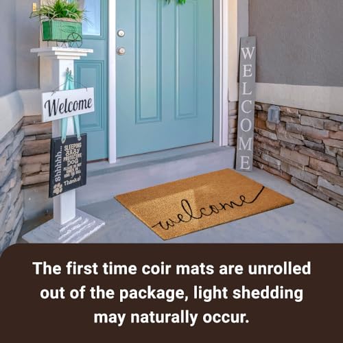 Coco Coir Door Mat with Heavy Duty Backing, Welcome Doormat (17" x 30"), Doormat Entrance (Welcome1-1Pack) - color: Welcome1 - 1pack