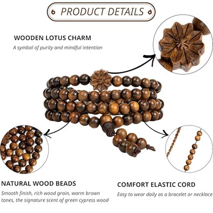 108 Mala Beads Prayer Beads, Wooden Bead Bracelet, Meditation Accessories, Bead Bracelet Men, Natural Wood Bead Chain