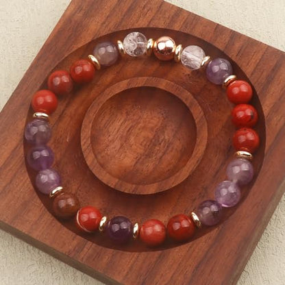 KSQS Healing Stone Bead Bracelet for Women, Natural Gemstones Balance Protection Bracelet, Spiritual Crystal Beads Bracelet Anxiety Relief with Meaning Card - style: Health